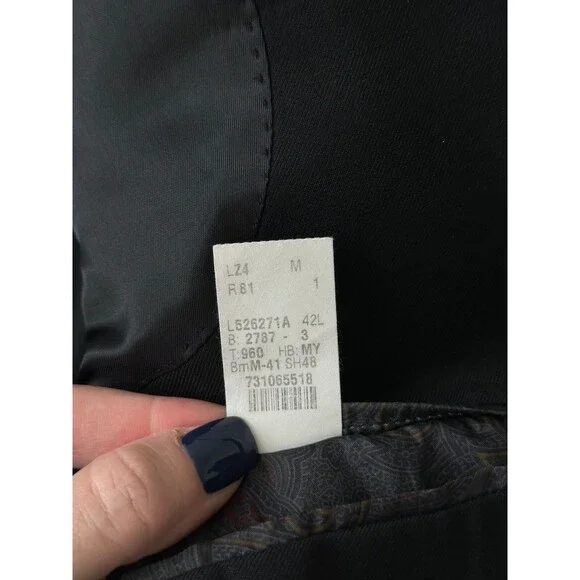 Lauren Ralph Lauren Black Suit Jacket Men 42L Two Button Blazer - Picture 4 of 10